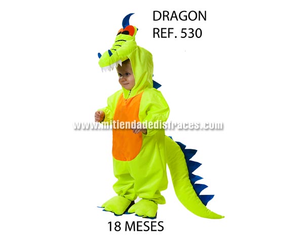 Disfraz de Dragón para niños de 18 meses. Incluye disfraz completo con capucha. Buena calidad, hecho en España. Un disfraz diferente, original y muy colorido para que tu hijo/a sea el centro de todas las miradas. ¿Te has fijado en el precio?