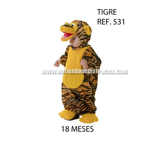 Disfraz de Tigre para niños de 18 meses. Buena calidad, hecho en España. Incluye disfraz completo con capucha. Un disfraz diferente y original para que tu hijo/a sea el centro de todas las miradas. ¿Te has fijado en el precio?