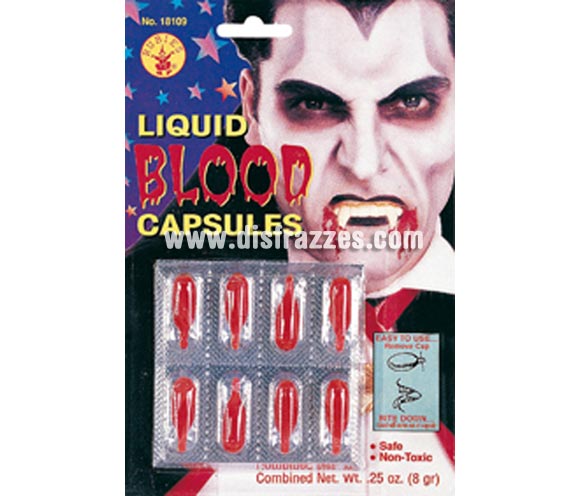Capsulas de sangre para Halloween. Contiene 6 unidades. Artículo de Maquillaje ideal para caracterizarte en Carnaval, en Halloween o en cualquier fecha del año que tengas ocasión para ir de Fiesta a Pubs, Discotecas, Casas particulares, Restaurantes o Colegios y ayudar a crear un ambiente Festivo propio de la Fiesta a la que acudas.
¡¡Compra el maquillaje para tu disfraz de Carnaval o de Halloween en nuestra tienda de disfraces, será divertido!!
