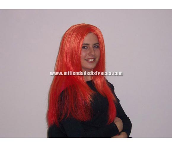 Peluca mechas naranja y rojo. Muy buena calidad. Fabricada en España. Talla universal. 