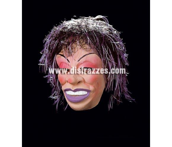 Careta de mujer con mechas moradas. Careta de Tina Turner.