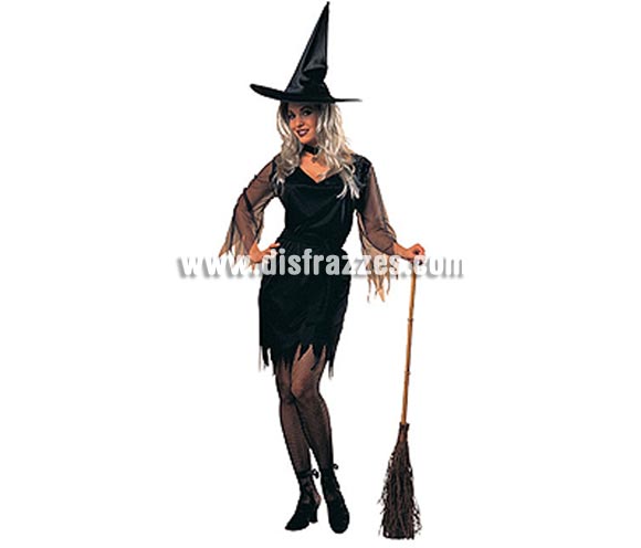 Disfraz de Bruja Sexy negro adulta para Halloween barato. Talla estándar. Incluye vestido, fajín y sombrero. Escoba NO incluida, podrás verla en la sección Complementos. Éste disfraz de Halloween es ideal para celebrar la Fiesta de la Noche de las Brujas cada vez más arraigada en nuestro País en Pub's, Discotecas, Casas particulares,  Restaurantes o Colegios y ayudar a crear un ambiente terrorífico y tenebroso indispensable para la Noche de Halloween la cual se celebra la víspera de Todos los Santos.
¡¡Compra tu disfraz para Halloween en nuestra tienda de disfraces, será divertido!!
