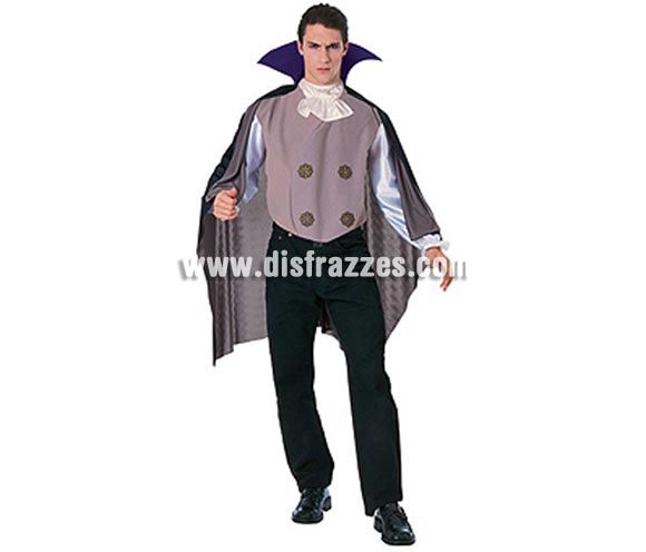 Disfraz de Vampiro Top o Drácula adulto para Halloween. Talla estándar. Incluye camisa, capa y chaleco con cuello alto. Éste disfraz de Halloween es ideal para celebrar la Fiesta de la Noche de las Brujas cada vez más arraigada en nuestro País en Pub's, Discotecas, Casas particulares,  Restaurantes o Colegios y ayudar a crear un ambiente terrorífico y tenebroso indispensable para la Noche de Halloween la cual se celebra la víspera de Todos los Santos.
¡¡Compra tu disfraz para Halloween en nuestra tienda de disfraces, será divertido!!
