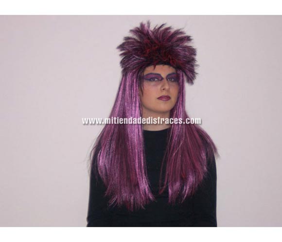 Peluca punky mechas rosas. Muy buena calidad. Fabricada en España. Talla universal.