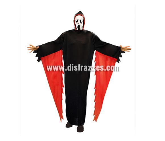 Disfraz de Scream adulto para Halloween. Talla única 52/54. Disfraz super barato de Halloween que incluye toga, con careta y cinturón. Como éste disfraz no está disponible en talla de mujer, puedes comprar éste y arreglártelo si es necesario. Éste disfraz de Halloween es ideal para celebrar la Fiesta de la Noche de las Brujas cada vez más arraigada en nuestro País en Pub's, Discotecas, Casas particulares,  Restaurantes o Colegios y ayudar a crear un ambiente terrorífico y tenebroso indispensable para la Noche de Halloween la cual se celebra la víspera de Todos los Santos.
¡¡Compra tu disfraz para Halloween en nuestra tienda de disfraces, será divertido!!

¡¡¡PRÓXIMA RECEPCIÓN DE ÉSTE ARTÍCULO A PARTIR DE SEPTIEMBRE DE 2010!!!
