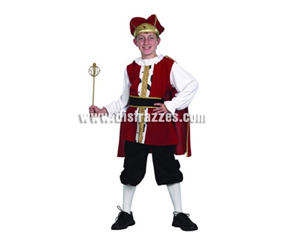 Disfraz de Rey Medieval barato para niño.  Talla de 7 a 9 años. Incluye camisa, cinturón, capa, pantalón y sombrero. Éste disfraz de Medieval es ideal para celebrar las Fiestas o Ferias Medievales cada vez más arraigadas en nuestro País que se celebran tanto en Pueblos en la calle, como en Pubs, Discotecas, Casas particulares,  Restaurantes o Colegios y disfrazándote con un traje Medieval ayudarás a crear ese ambiente de la Edad Media, el Renacimiento o la Época Medieval, tan atractivo como aventurero y que a todos nos fascina.
¡¡Compra tu disfraz para Ferias Medievales en nuestra tienda de disfraces, será divertido!!
