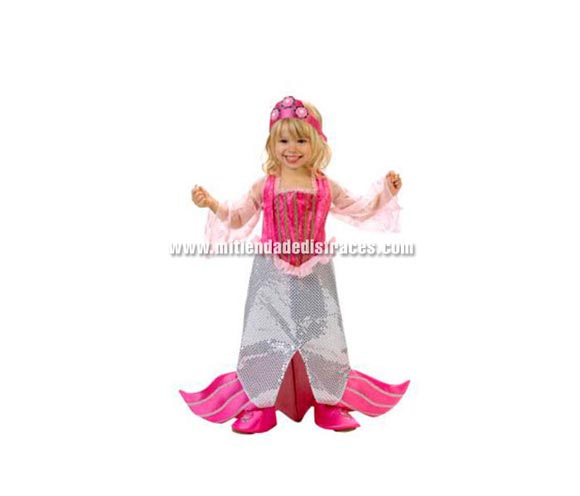 Disfraz de Sirenita infantil. Alta calidad. Hecho en España. Disponible en varias tallas. Incluye diademe, vestido y cubrepies.