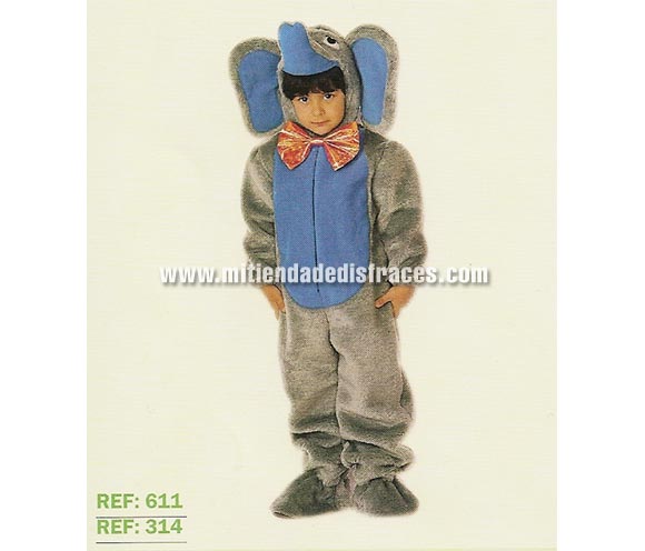 Disfraz de Elefante infantil. Varias tallas. Alta calidad, hecho en España. Incluye mono y cabeza con forma de elefante. Un disfraz muy calentito para el Carnaval.