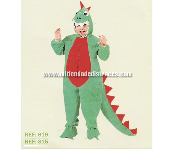 Disfraz de Dragón o Dinosaurio infantil. Varias tallas. Alta calidad, hecho en España. Incluye mono y cabeza. Un disfraz muy calentito para Carnaval.