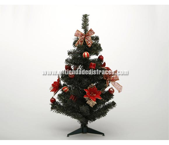 Árbol navideño con decoración roja y dorada 61 cm.