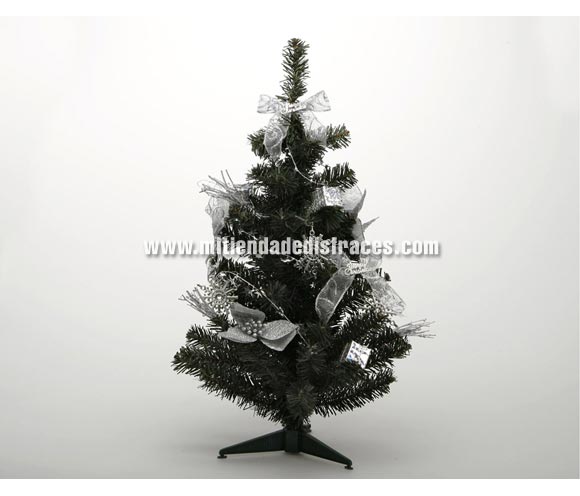 Árbol navideño con decoración en color plata 61 cm.