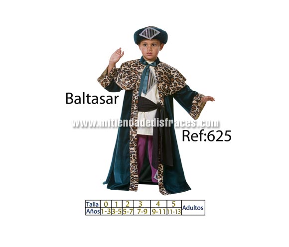 Disfraz de Rey Mago Baltasar adulto. Talla única 52/54. Incluye disfraz y turbante. Calidad buena, hecho en España. Es como el de la imagen pero en talla de adulto.