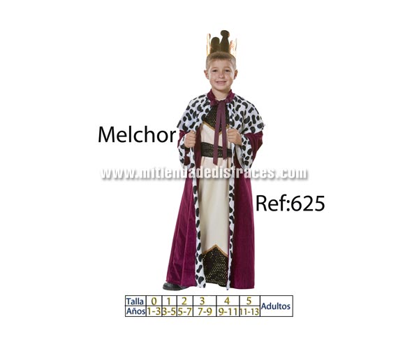 Disfraz de Rey Mago Melchor adulto. Talla única 52/54. Incluye disfraz y corona. Buena calidad, hecho en España. Es como el de la imagen pero en talla de adulto.
