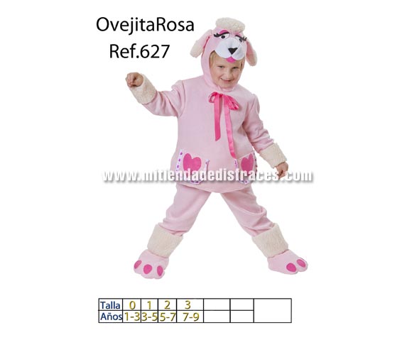 Disfraz de Ovejita Rosa infantil. Varias tallas. Incluye disfraz completo con capucha. Alta calidad, hecho en España. Un disfraz muy colorido, diferente y original ideal también para regalar en cualquier ocasión del año.