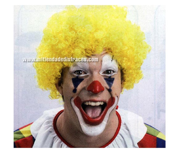 Peluca Payaso rizada amarillo.