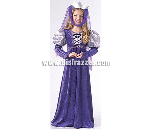 Disfraz de Reina Medieval infantil. Talla de 5 a 7 años. Incluye vestido y tocado para la cabeza. Éste disfraz de Reina Medieval para niñas es ideal para celebrar las Fiestas o Ferias Medievales cada vez más arraigadas en nuestro País que se celebran tanto en Pueblos en la calle, como en Pub's, Discotecas, Casas particulares,  Restaurantes o Colegios y disfrazándote con un traje Medieval ayudarás a crear ese ambiente de la Edad Media, el Renacimiento o la Época Medieval, tan atractivo como aventurero y que a todos nos fascina.
¡¡Cómpranos tu disfraz para Ferias Medievales, será divertido!!
