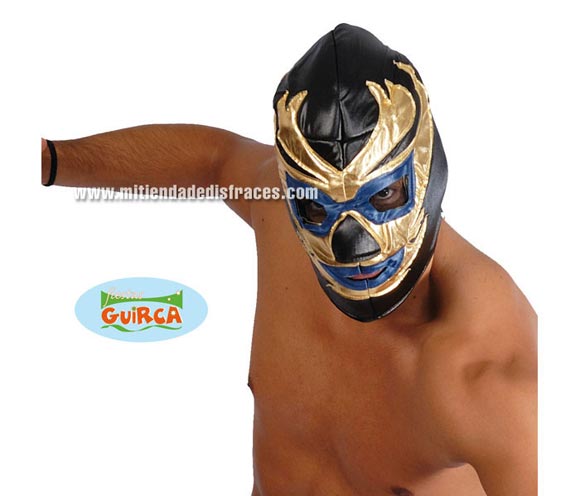 Máscara negra de luchador. Máscara de Rey Misterio.
