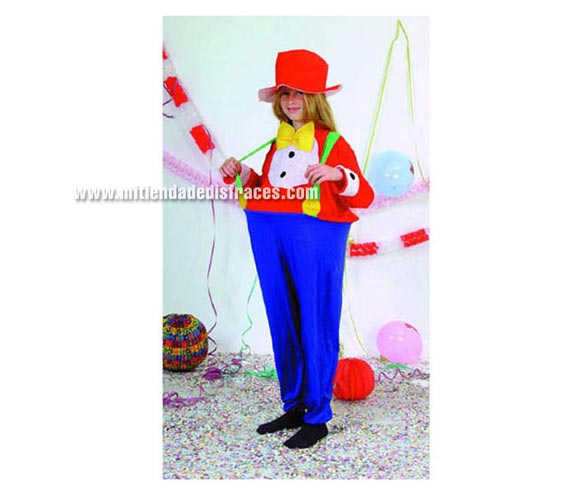 Disfraz de Payaso infantil. Talla de 7 a 9 años. Incluye traje y sombrero.