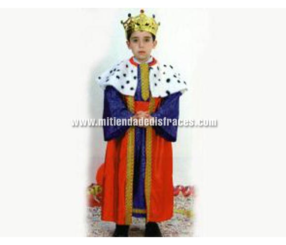 Disfraz de Rey Mago infantil. Talla de 10 a 12 años. Incluye túnica, capa y fajín. Corona NO incluida, podrás ver coronas en la sección de Complementos de Navidad.