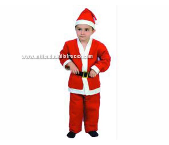 Disfraz de Papa Noel talla de 2 a 4 años. Incluye gorro, casaca, cinturón y pantalones.
