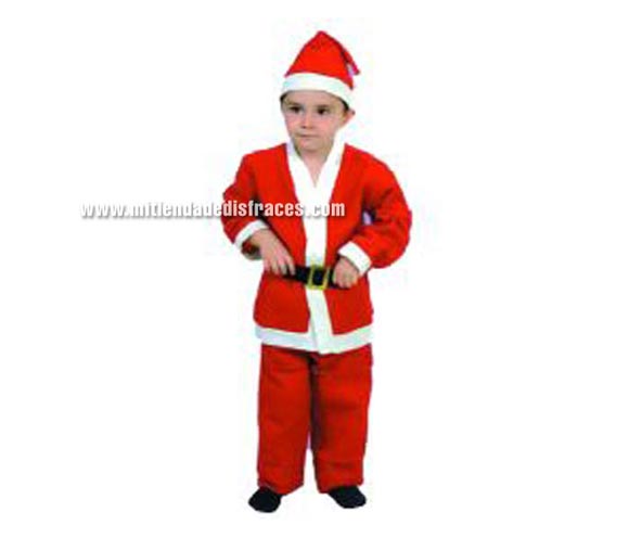 Disfraz de Papa Noel niño talla de 10 a 12 años. Incluye gorro, casaca, cinturón y pantalones.