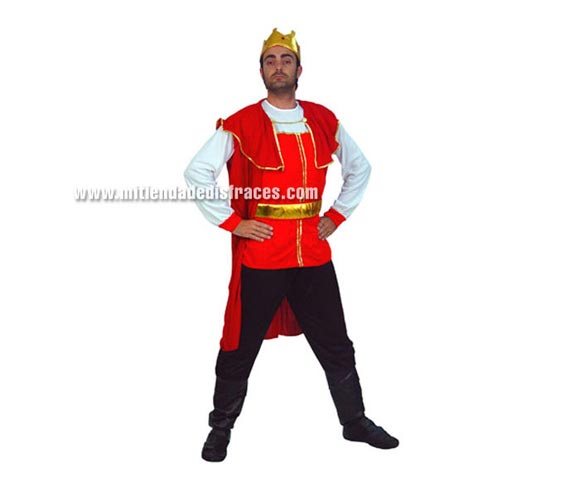 Disfraz de Rey adulto. Talla única 52/54. Incluye disfraz y corona de tela.