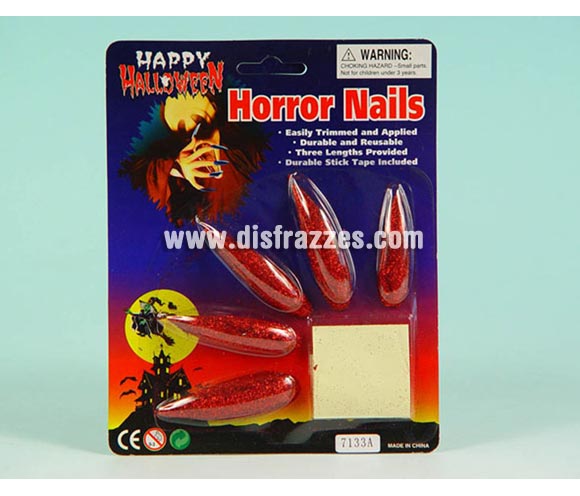 Set de 10 uñas de Bruja o Diablesa purpurina para Halloween. Incluye 10 uñas y adhesivo para su colocación. Medidas del blister 20/15 cm. Ideal como complemento de tu disfraz de Halloween para ir de Fiesta a Pub's, Discotecas, Casas particulares o Restaurantes y ayudar a crear un ambiente terrorífico y tenebroso en la Fiesta de Halloween.
¡¡Compra los complementos de tu disfraz para Halloween en nuestra tienda de disfraces, será divertido!!
