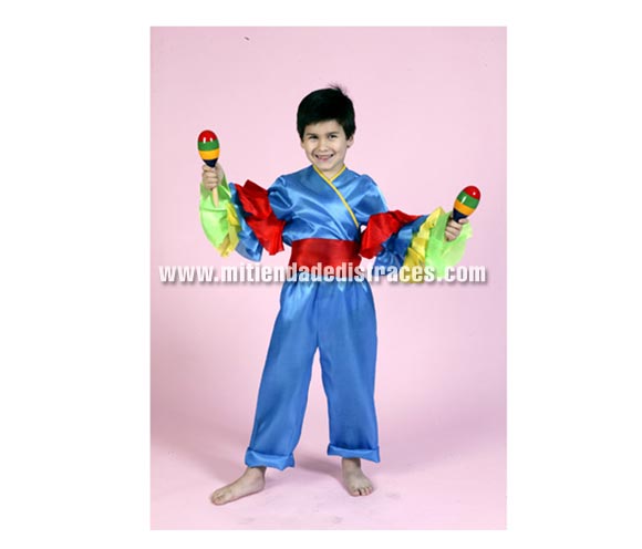 Disfraz de Rumbero azul talla de 7 a 9 años. Incluye camisa, fajín y pantalones.