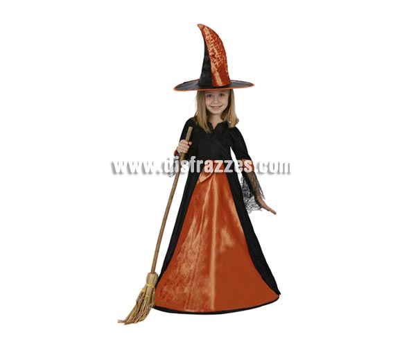 Disfraz de Bruja elegante naranja infantil para Halloween. Talla de 10 a 12 años. Escoba NO incluida, podrás verla en la sección de Complementos para Halloween. Éste disfraz de Halloween es ideal para celebrar la Fiesta de la Noche de las Brujas en Pubs, Discotecas, Casas particulares,  Restaurantes o Colegios y ayudar a crear un ambiente terrorífico y tenebroso indispensable para la Noche de Halloween la cual se celebra la víspera de Todos los Santos.
¡¡Compra tu disfraz para Halloween en nuestra tienda de disfraces, será divertido!!
