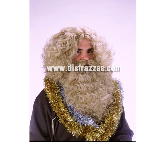 Peluca y Barba de Rey Mago de color castaño. Muy buena calidad. Fabricada en España. Talla universal. Es la de mejor calidad que tenemos y con el mejor precio. También sirve como Peluca y Barba de Vikingo.