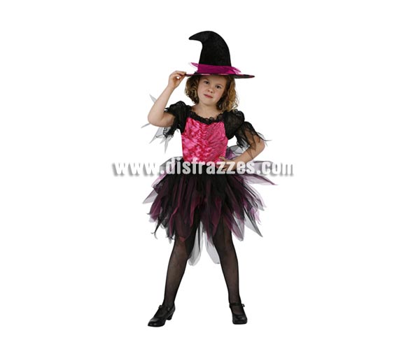 Disfraz de Bruja rosa/negro infantil para Halloween. Talla de 5 a 6 años. Éste disfraz de Halloween es ideal para celebrar la Fiesta de la Noche de las Brujas en Pubs, Discotecas, Casas particulares,  Restaurantes o Colegios y ayudar a crear un ambiente terrorífico y tenebroso indispensable para la Noche de Halloween la cual se celebra la víspera de Todos los Santos.
¡¡Compra tu disfraz para Halloween en nuestra tienda de disfraces, será divertido!!
