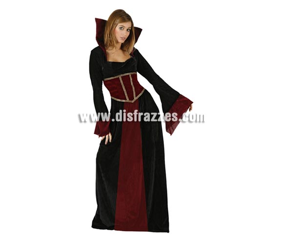 Disfraz de Reina Vampira adulta barato para Halloween. Talla estándar 38/42. Éste disfraz de Halloween es ideal para celebrar la Fiesta de la Noche de las Brujas en Pub's, Discotecas, Casas particulares,  Restaurantes o Colegios y ayudar a crear un ambiente terrorífico y tenebroso indispensable para la Noche de Halloween la cual se celebra la víspera de Todos los Santos.
¡¡Compra tu disfraz para Halloween en nuestra tienda de disfraces, será divertido!!
