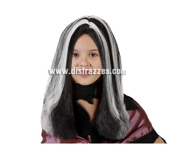 Peluca de Bruja o Morticia blanca y negra infantil para Halloween. Talla estándar de niñas. Ideal como complemento de tu disfraz de Halloween para ir de Fiesta a Pub's, Discotecas, Casas particulares o Restaurantes y ayudar a crear un ambiente terrorífico y tenebroso en la Fiesta de Halloween.
¡¡Compra los complementos de tu disfraz para Halloween en nuestra tienda de disfraces, será divertido!!
