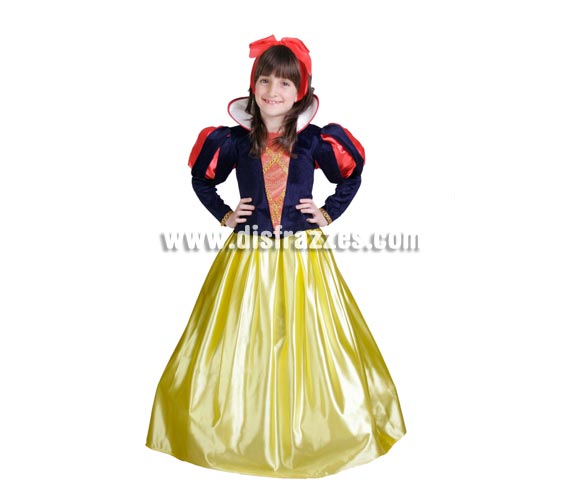 Disfraz de Blancanieves infantil. Alta calidad. Hecho en España. Disponible en varias tallas. Incluye vestido y tocado. Éste disfraz de Carnaval es ideal para divertirse en las Fiestas de Carnavales tan divertidas y estrambóticas como siempre y que cada vez se celebran en más Pueblos, Villas  y Ciudades, tanto en la calle como en Pub's, Discotecas, Casas particulares,  Restaurantes o Colegios y disfrazándote con un traje de Carnaval ayudarás a crear ese ambiente Carnavalesco, tan divertido, multicolor y variopinto  que a todos nos fascina y nos divierte.
¡¡Compra tu disfraz para Carnaval en nuestra tienda de disfraces, será divertido!!
