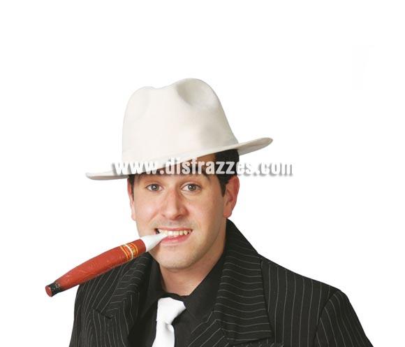 Sombrero Alcapone flocado blanco. Sombrero de Ganster.
