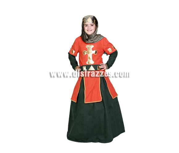 Disfraz de Guerrera infantil Medieval. Alta calidad. Hecho en España. Disponible en varias tallas. Incluye verdugo, casaca, cinturón y falda. Éste disfraz de Medieval es ideal para celebrar las Fiestas o Ferias Medievales cada vez más arraigadas en nuestro País que se celebran tanto en Pueblos en la calle, como en Pubs, Discotecas, Casas particulares,  Restaurantes o Colegios y disfrazándote con un traje Medieval ayudarás a crear ese ambiente de la Edad Media, el Renacimiento o la Época Medieval, tan atractivo como aventurero y que a todos nos fascina.
¡¡Compra tu disfraz para Ferias Medievales en nuestra tienda de disfraces, será divertido!!

