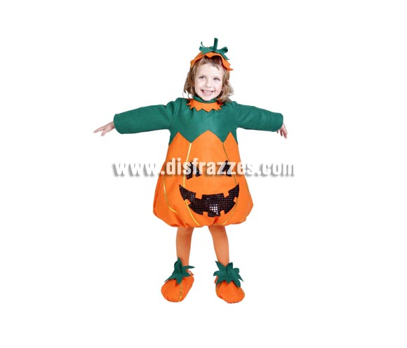 Disfraz de Calabaza infantil para Halloween. Alta calidad. Hecho en España. Disponible en varias tallas. Incluye gorro, traje y cubrepies. Éste disfraz de Halloween es ideal para celebrar la Fiesta de la Noche de las Brujas en Pubs, Discotecas, Casas particulares,  Restaurantes o Colegios y ayudar a crear un ambiente terrorífico y tenebroso indispensable para la Noche de Halloween la cual se celebra la víspera de Todos los Santos.
¡¡Compra tu disfraz para Halloween en nuestra tienda de disfraces, será divertido!!
