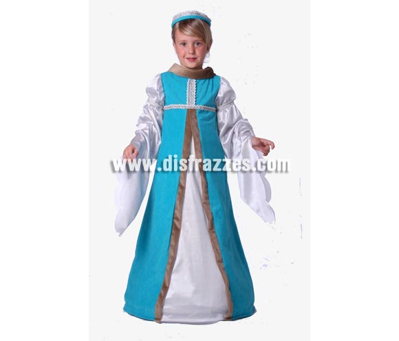 Disfraz de Jimena Medieval infantil. Alta calidad. Hecho en España. Disponible en varias tallas. Incluye vestido y diadema. Éste disfraz de Medieval es ideal para celebrar las Fiestas o Ferias Medievales cada vez más arraigadas en nuestro País que se celebran tanto en Pueblos en la calle, como en Pubs, Discotecas, Casas particulares,  Restaurantes o Colegios y disfrazándote con un traje Medieval ayudarás a crear ese ambiente de la Edad Media, el Renacimiento o la Época Medieval, tan atractivo como aventurero y que a todos nos fascina.
¡¡Compra tu disfraz para Ferias Medievales en nuestra tienda de disfraces, será divertido!!
