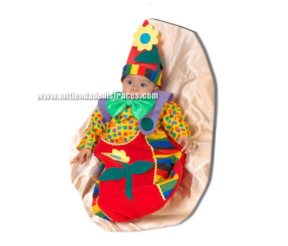 Saquito Payaso bebé. Saquito Payasito. Talla de 0 a 6 meses. Alta calidad. Hecho en España. Incluye saquito y gorro.