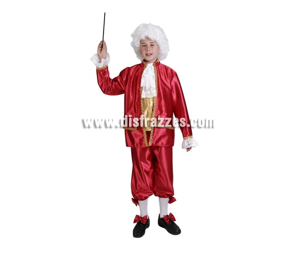 Disfraz de Época infantil niño. Disfraz de Mozart infantil. Alta calidad. Hecho en España. Disponible en varias tallas. Incluye lazos para los zapatos. Peluca NO incluida, podrás verla en la sección Pelucas. Éste disfraz de Carnaval es ideal para divertirse en las Fiestas de Carnavales tan divertidas y estrambóticas como siempre y que cada vez se celebran en más Pueblos, Villas  y Ciudades, tanto en la calle como en Pubs, Discotecas, Casas particulares,  Restaurantes o Colegios y disfrazándote con un traje de Carnaval ayudarás a crear ese ambiente Carnavalesco, tan divertido, multicolor y variopinto  que a todos nos fascina y nos divierte.
¡¡Compra tu disfraz para Carnaval en nuestra tienda de disfraces, será divertido!!
