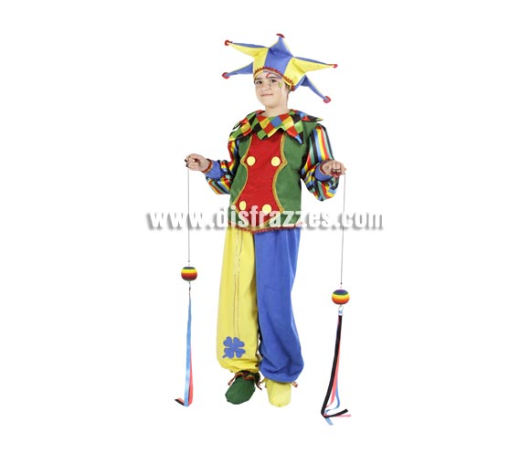 Disfraz de Arlequín infantil. Alta calidad. Hecho en España. Disponible en varias tallas. Incluye gorro, cuello, chaqueta, pantalón y cubrepies. Éste disfraz de Carnaval es ideal para divertirse en las Fiestas de Carnavales tan divertidas y estrambóticas como siempre y que cada vez se celebran en más Pueblos, Villas  y Ciudades, tanto en la calle como en Pub's, Discotecas, Casas particulares,  Restaurantes o Colegios y disfrazándote con un traje de Carnaval ayudarás a crear ese ambiente Carnavalesco, tan divertido, multicolor y variopinto  que a todos nos fascina y nos divierte.
¡¡Compra tu disfraz para Carnaval en nuestra tienda de disfraces, será divertido!!
