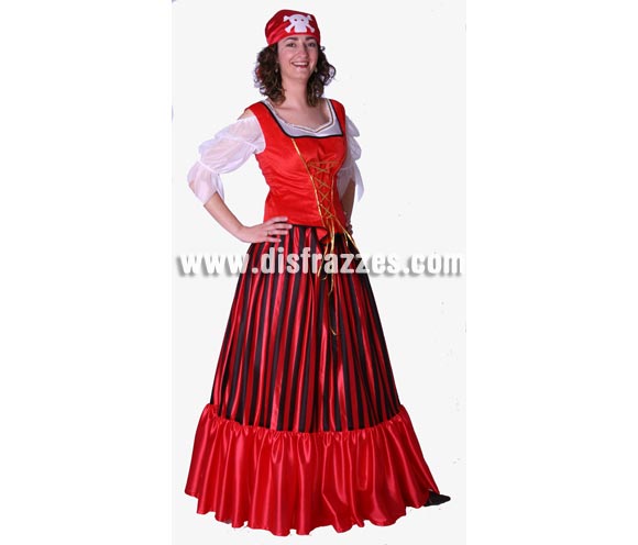 Disfraz de Bucanera adulta para Carnaval. Alta calidad. Hecho en España. Talla única 40/44. Incluye pañuelo, camisa, corpiño y falda. Éste disfraz de Carnaval es ideal para divertirse en las Fiestas de Carnavales tan divertidas y estrambóticas como siempre y que cada vez se celebran en más Pueblos, Villas  y Ciudades, tanto en la calle como en Pubs, Discotecas, Casas particulares,  Restaurantes o Colegios y disfrazándote con un traje de Carnaval ayudarás a crear ese ambiente Carnavalesco, tan divertido, multicolor y variopinto  que a todos nos fascina y nos divierte.
¡¡Compra tu disfraz para Carnaval en nuestra tienda de disfraces, será divertido!!
