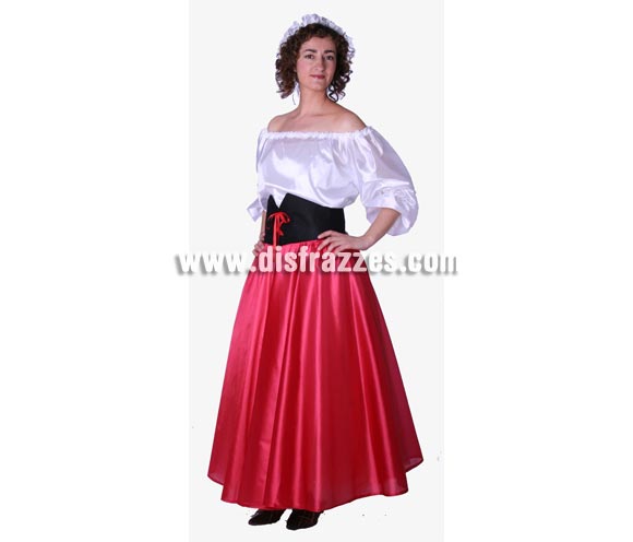 Disfraz de Doncella Medieval adulta. Alta calidad. Hecho en España. Talla única 40/44. Incluye gorro, camisa, fajín y falda. Disfraz de Mesonera o Tabernera para Ferias Medievales. Éste disfraz de Medieval es ideal para celebrar las Fiestas o Ferias Medievales cada vez más arraigadas en nuestro País que se celebran tanto en Pueblos en la calle, como en Pubs, Discotecas, Casas particulares,  Restaurantes o Colegios y disfrazándote con un traje Medieval ayudarás a crear ese ambiente de la Edad Media, el Renacimiento o la Época Medieval, tan atractivo como aventurero y que a todos nos fascina.
¡¡Compra tu disfraz para Ferias Medievales en nuestra tienda de disfraces, será divertido!!
