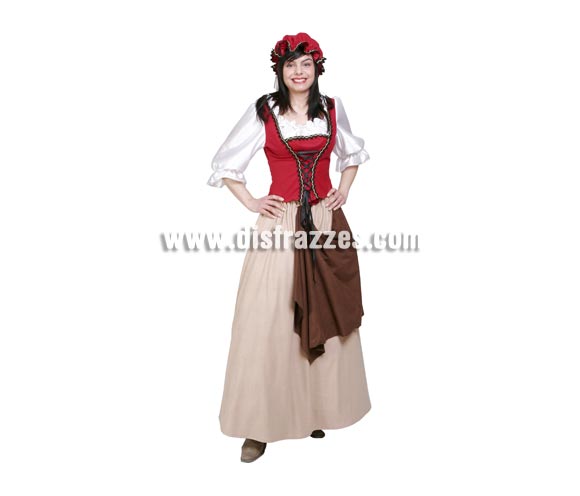Disfraz de Tabernera adulta para Ferias Medievales. Disfraz de Mesonera o disfraz de Posadera Medieval. Alta calidad. Hecho en España. Talla única 40/44. Incluye gorro, camisa, corpiño, falda y delantal. Éste disfraz de Medieval es ideal para celebrar las Fiestas o Ferias Medievales cada vez más arraigadas en nuestro País que se celebran tanto en Pueblos en la calle, como en Pubs, Discotecas, Casas particulares,  Restaurantes o Colegios y disfrazándote con un traje Medieval ayudarás a crear ese ambiente de la Edad Media, el Renacimiento o la Época Medieval, tan atractivo como aventurero y que a todos nos fascina.
¡¡Compra tu disfraz para Ferias Medievales en nuestra tienda de disfraces, será divertido!!
