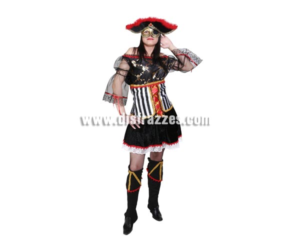 Disfraz de Pirata Sexy adulta para Carnaval. Alta calidad. Hecho en España. Talla única 40/44. Máscara SÍ incluida. Éste disfraz de Carnaval es ideal para divertirse en las Fiestas de Carnavales tan divertidas y estrambóticas como siempre y que cada vez se celebran en más Pueblos, Villas  y Ciudades, tanto en la calle como en Pubs, Discotecas, Casas particulares,  Restaurantes o Colegios y disfrazándote con un traje de Carnaval ayudarás a crear ese ambiente Carnavalesco, tan divertido, multicolor y variopinto  que a todos nos fascina y nos divierte.
¡¡Compra tu disfraz para Carnaval en nuestra tienda de disfraces, será divertido!!
