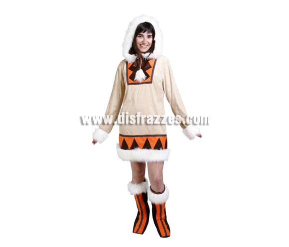 Disfraz de Esquimal mujer adulta para Carnaval. Alta calidad. Hecho en España. Talla única 40/44. Incluye casaca con capucha y cubrebotas. Éste disfraz de Carnaval es ideal para divertirse en las Fiestas de Carnavales tan divertidas y estrambóticas como siempre y que cada vez se celebran en más Pueblos, Villas  y Ciudades, tanto en la calle como en Pubs, Discotecas, Casas particulares,  Restaurantes o Colegios y disfrazándote con un traje de Carnaval ayudarás a crear ese ambiente Carnavalesco, tan divertido, multicolor y variopinto  que a todos nos fascina y nos divierte.
¡¡Compra tu disfraz para Carnaval en nuestra tienda de disfraces, será divertido!!
