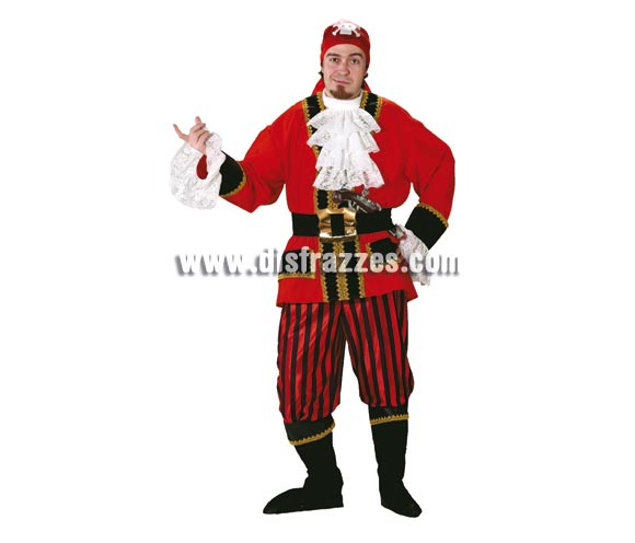 Disfraz de Pirata Bucanero adulto para Carnaval. Alta calidad. Hecho en España. Talla única 50. Incluye pañuelo, casaca, pechera, cinturón, pantalones y cubrebotas. Éste disfraz de Carnaval es ideal para divertirse en las Fiestas de Carnavales tan divertidas y estrambóticas como siempre y que cada vez se celebran en más Pueblos, Villas  y Ciudades, tanto en la calle como en Pubs, Discotecas, Casas particulares,  Restaurantes o Colegios y disfrazándote con un traje de Carnaval ayudarás a crear ese ambiente Carnavalesco, tan divertido, multicolor y variopinto  que a todos nos fascina y nos divierte.
¡¡Compra tu disfraz para Carnaval en nuestra tienda de disfraces, será divertido!!
