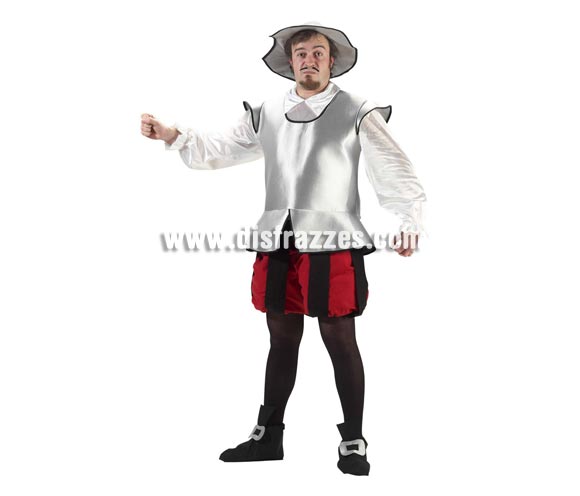 Disfraz de Caballero Don Quijote de la Mancha, el ilustre Hidalgo, adulto. Alta calidad. Hecho en España. Talla única 52/56. Incluye sombrero, camisa, armadura de tela, pantalón y cubrepies. Éste disfraz de Medieval es ideal para celebrar las Fiestas o Ferias Medievales cada vez más arraigadas en nuestro País que se celebran tanto en Pueblos en la calle, como en Pubs, Discotecas, Casas particulares,  Restaurantes o Colegios y disfrazándote con un traje Medieval ayudarás a crear ese ambiente de la Edad Media, el Renacimiento o la Época Medieval, tan atractivo como aventurero y que a todos nos fascina.
¡¡Compra tu disfraz para Ferias Medievales en nuestra tienda de disfraces, será divertido!!
