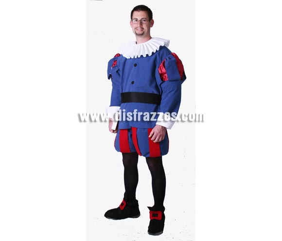 Disfraz de Cervantes adulto Medieval. Alta calidad. Hecho en España. Talla única 52/56. Incluye cuello, casaca, cinturón, pantalones y cubrepies. Éste disfraz de Medieval es ideal para celebrar las Fiestas o Ferias Medievales cada vez más arraigadas en nuestro País que se celebran tanto en Pueblos en la calle, como en Pubs, Discotecas, Casas particulares,  Restaurantes o Colegios y disfrazándote con un traje Medieval ayudarás a crear ese ambiente de la Edad Media, el Renacimiento o la Época Medieval, tan atractivo como aventurero y que a todos nos fascina.
¡¡Compra tu disfraz para Ferias Medievales en nuestra tienda de disfraces, será divertido!!
