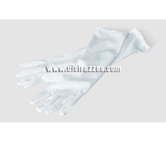 Guantes largos blancos. Adaptables. De 37 cm. de longitud. Ideal como complemento de tu disfraz para Carnaval para ir de Fiesta a Pub's, Discotecas, Casas particulares, Restaurantes o Colegios y ayudar a crear un ambiente Carnavalesco y Festivo propio de la Fiesta de Carnavales.